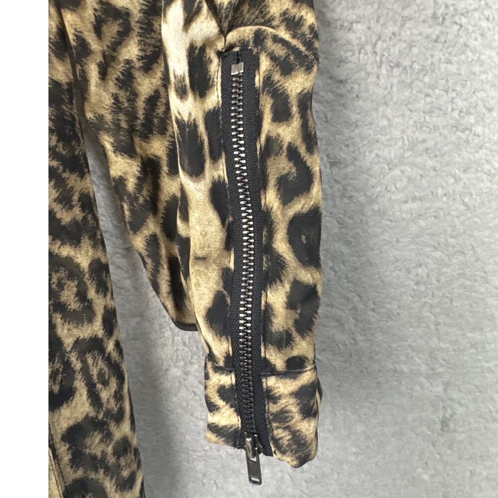 The Kooples Silk Leopard Print Asymmetric Zip Blouse Women's S French Designer - Picture 8 of 9